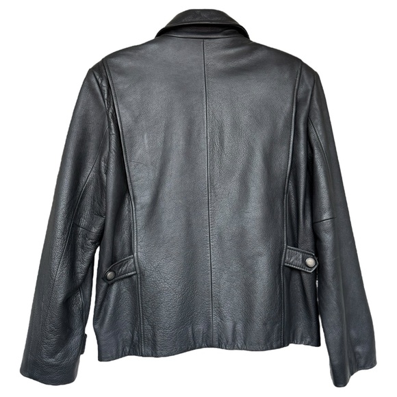Danier Leather Jacket Women’s Size Small Medium Black with Leopard Print Lining - Picture 2 of 11